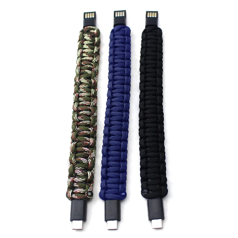 

Original New Survival Rope Bracelet Outdoor Camping Emergency Tool Hand Rope Braided Data Cable Bracelet for Android