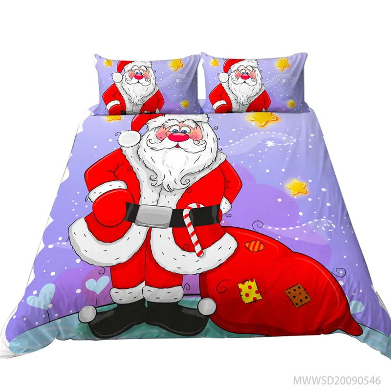 

Рождественский Комплект постельного белья с 3D рисунком Санта-Клауса, двуспальный, Королевский размер, постельное белье, односпальный Компл...