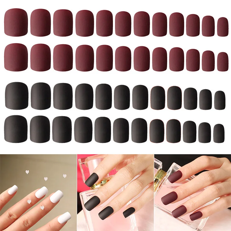 24 шт дамы палец-манекен ногти матовые короткие накладные ногти DIY маникюр JS11