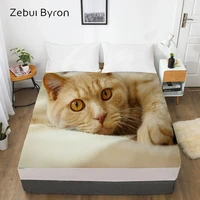 3d fitted sheetbed sheet with elastic queenkingcustommattress cover 180150200160x200 animal pet cat patterndrop ship