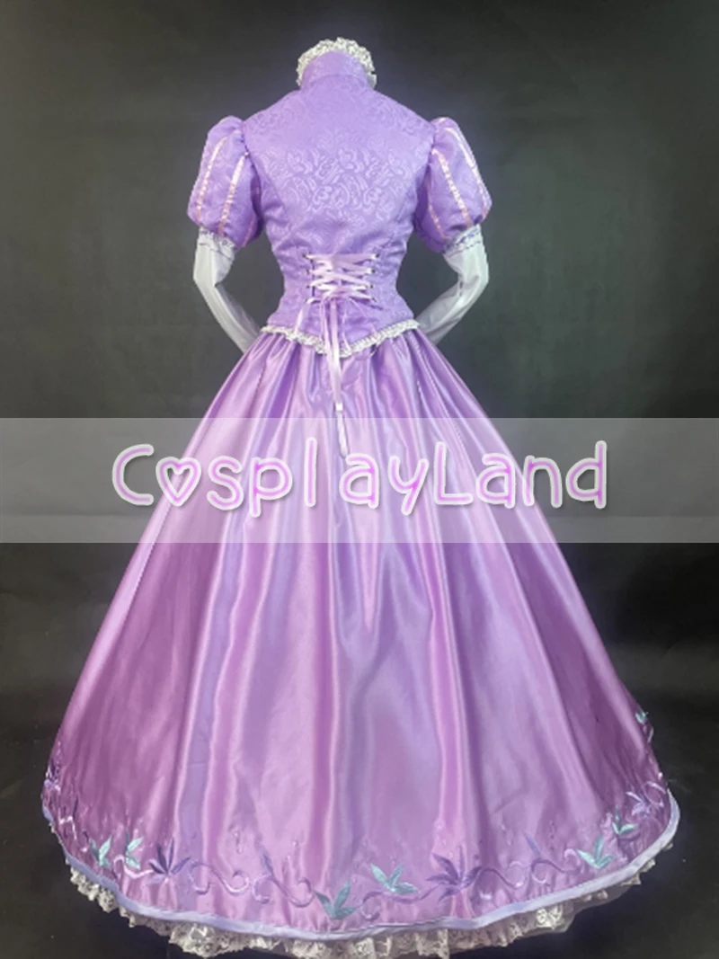 Princess Dress Cosplay Costume Halloween Fancy Dress Women Dress Purple Lace Up Gown Suit Party Dress Embroidered Skirt