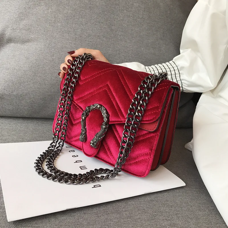 

Women Bag Velour Shoulder Bag Solid Color Chain Buckle Crossbody Bolsa Feminina Luxury Handbags Women Bags Designer Sac A Main