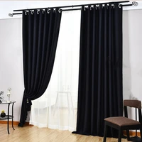 popangel high quality thickening solid black ready made curtain simple modern eco friendly blackout living room window curtain