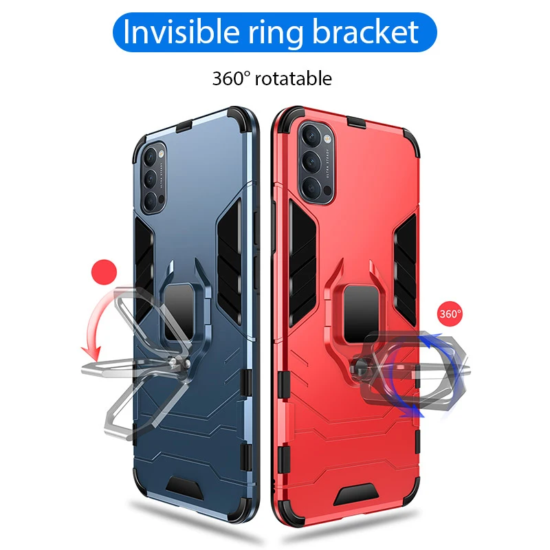 

Armor Cases For Oppo Realme 6 Pro Case Shockproof PC Rubber Back Cover For OPPO X50 5 5i 6i C3 Magnetic Car Holder Ring Fundas