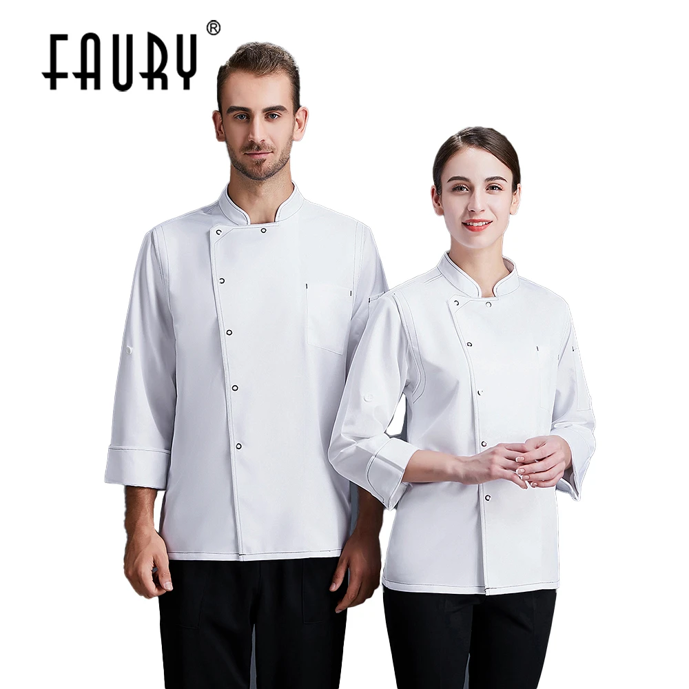 

Unisex Long Sleeve Chef Uniform Food Service Cooking Clothes Catering Clothes Hotel Restaurant Kitchen Bakes Cake Overalls