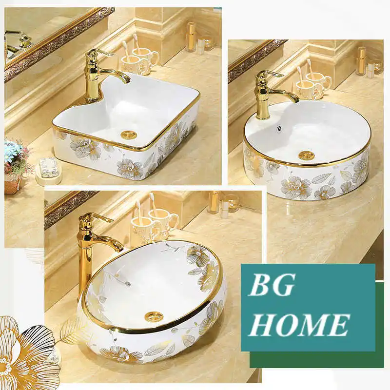 

New Chinese style personalized stage basin art stage basin ceramic wash basin domestic toilet basin square basin