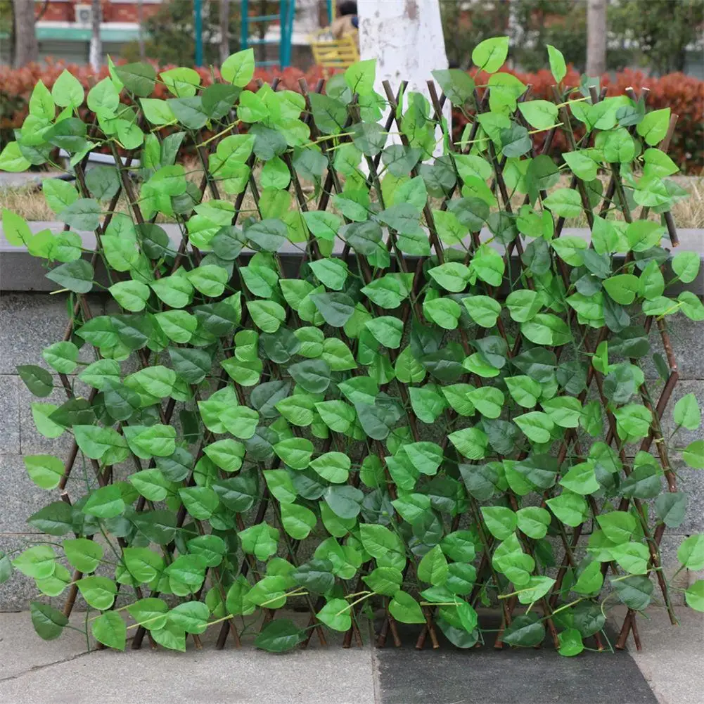 VIP-valla de madera para decoración de jardín, cercado de extensión retráctil de hoja verde Artificial para privacidad, patio y hogar