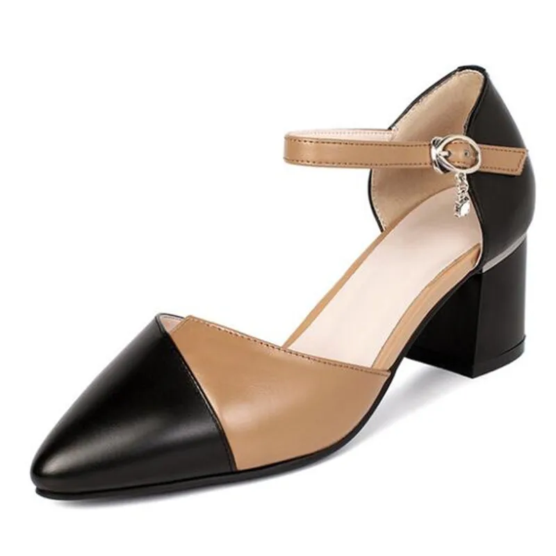 

Женские босоножки с острым носком, сандалии из воловьей кожи, на высоком каблуке, большие размеры, лето 2020