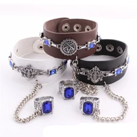 anime black butler kuroshitsuji ring bracelets ottos eye logo punk leather bracelet cosplay accessories unisex hip hop gifts