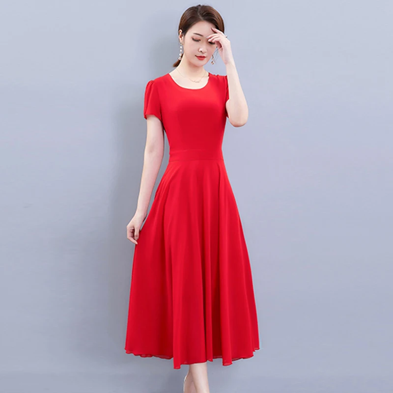 Женское шифоновое красное летнее длинное черное платье макси 2020 корейского