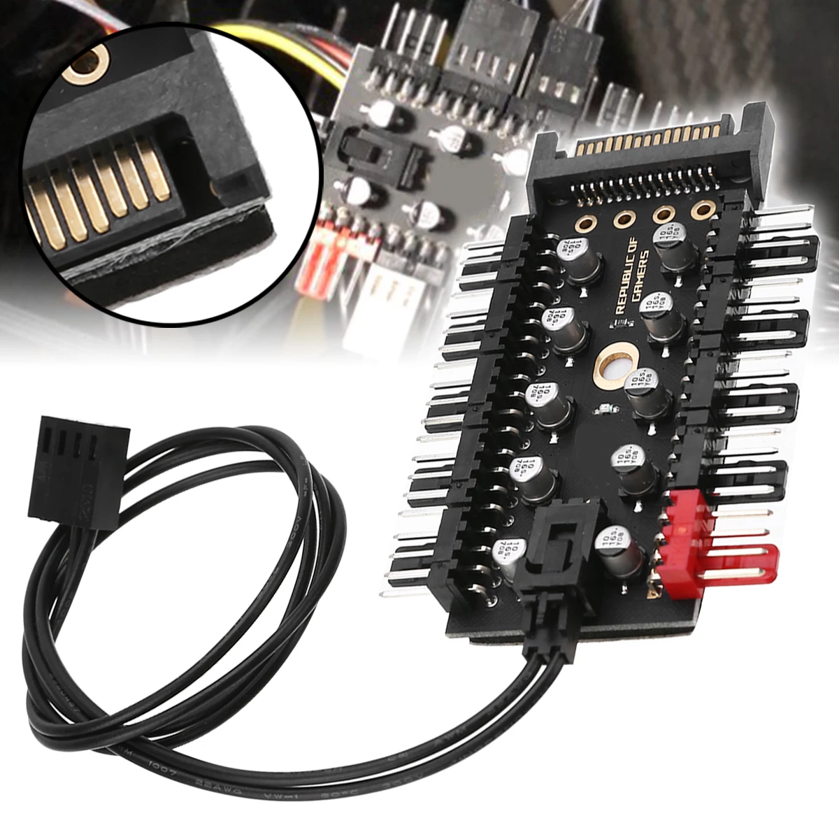 Новейший PC Fan Hub SATA 1 10 охлаждающий вентилятор концентратор разветвитель 4Pin