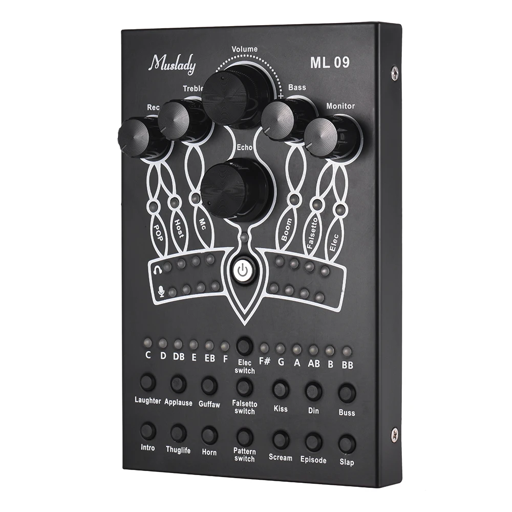 Muslady ML09 портативная внешняя звуковая карта, 7 режимов, 12 звуковых эффектов для смартфона, компьютера, онлайн, запись, прямая трансляция