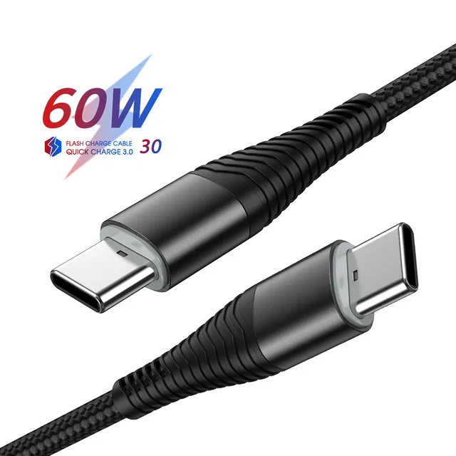 

3A Type c To Type c Data Cable 60W Fast Charging Cable Type-c To Type-c Double-head Fast Charging Male To Male PD Data Cable