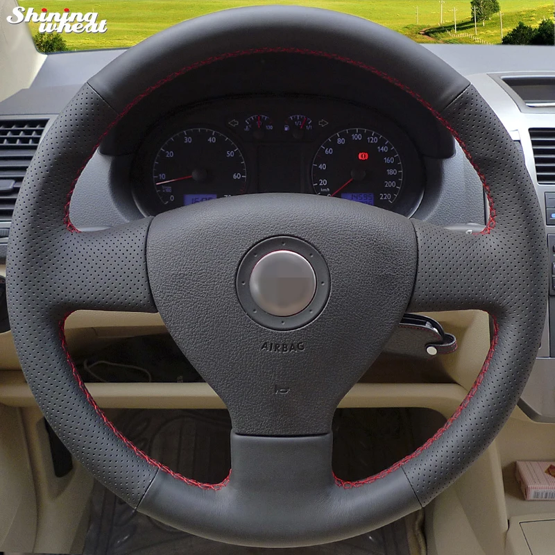 

Hand-stitched Black Leather Steering Wheel Cover for Volkswagen Old VW Golf Polo Sagitar Lavida 2010 Polo