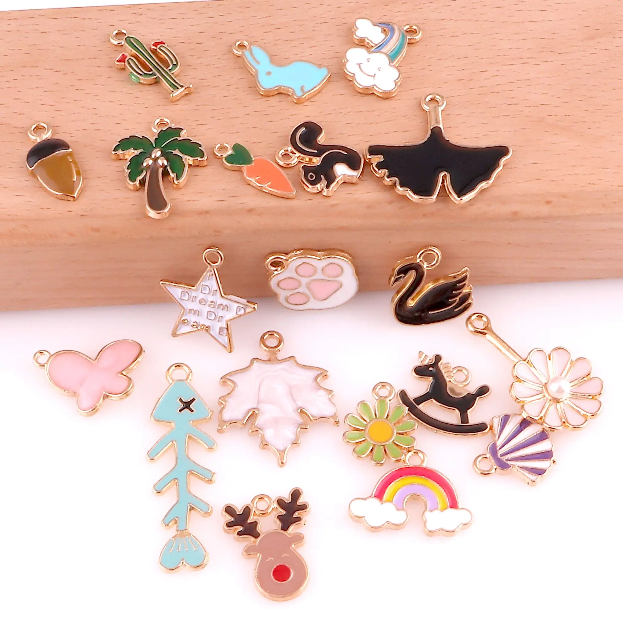 20 шт./лот эмаль Кролик морковь и белка подвески металл овощи фрукты лист подвеска