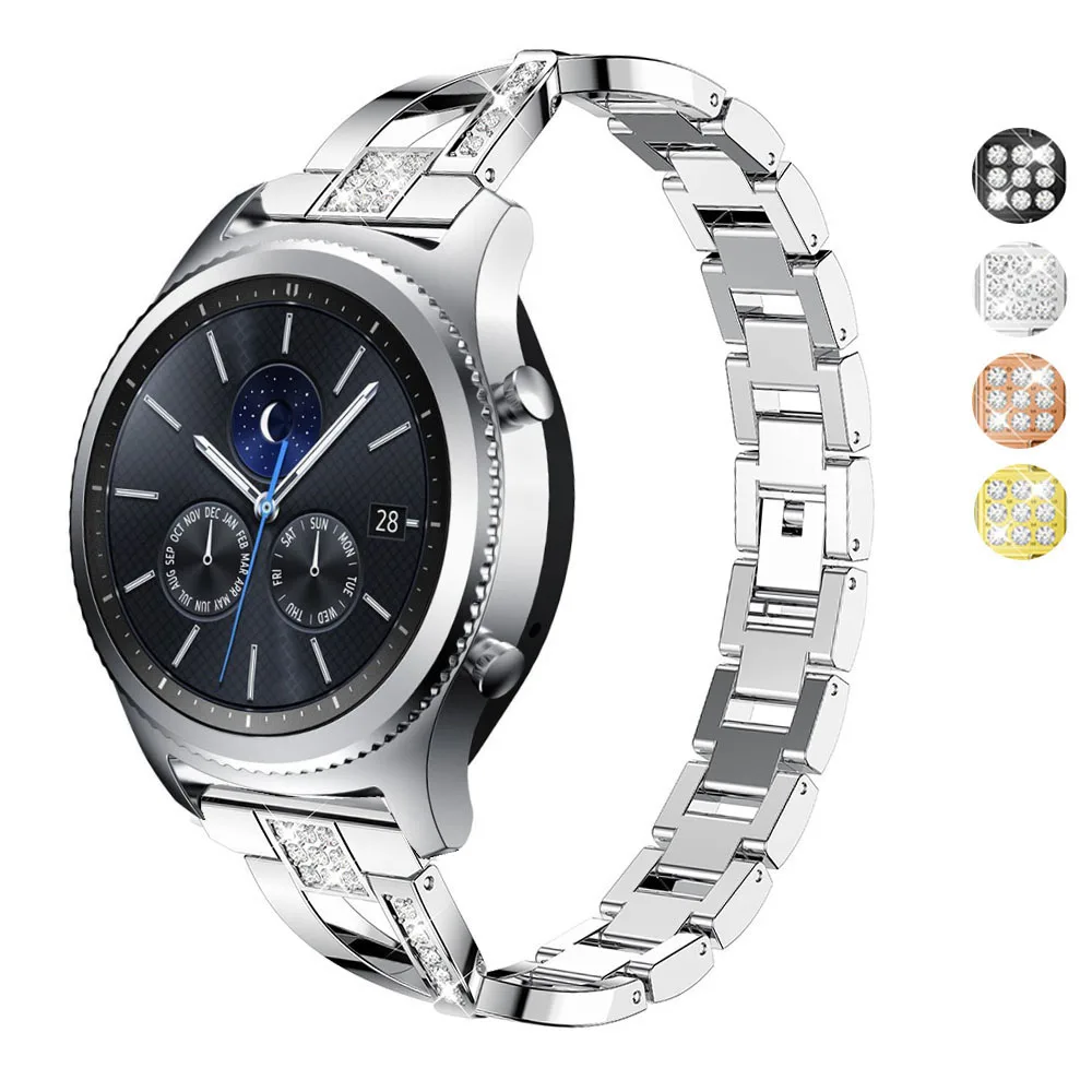 20 мм 22 бриллиантовый браслет из нержавеющей стали для samsung gear S3 Frontier/gear Sport/Galaxy Watch