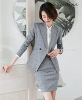 fashion plaid high quality fabric women business suits for ladies office work wear autumn winter professional blazers pantsuits