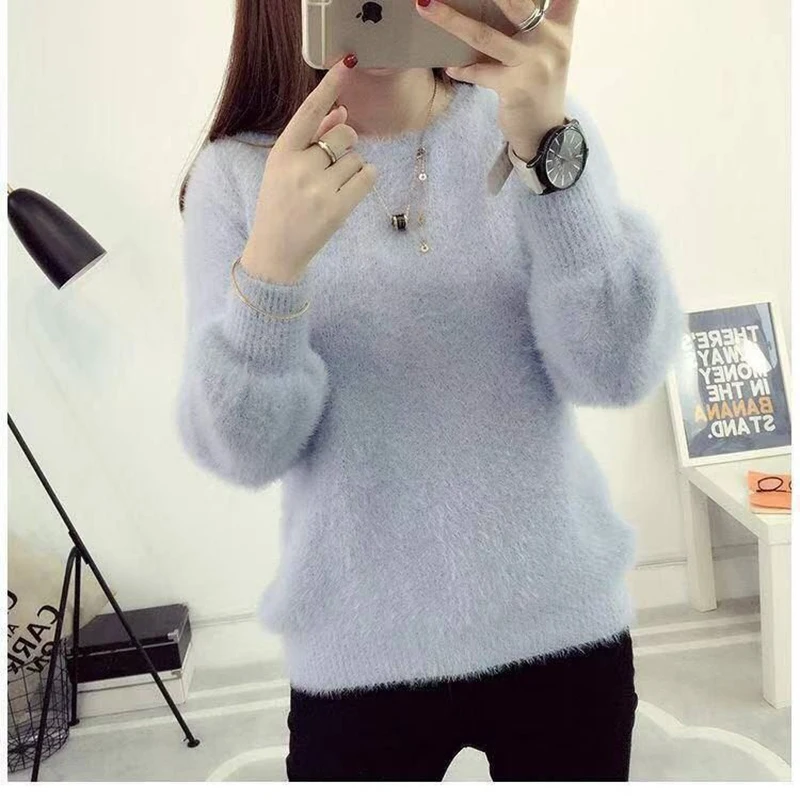 Sweater Women Pull Femme Winter Warm Sweaters Mohair Clothes 2020 Jumper Christmas Pull Fluffy Sweater Fuzzy Fur Korean Cashmere cardigan for women