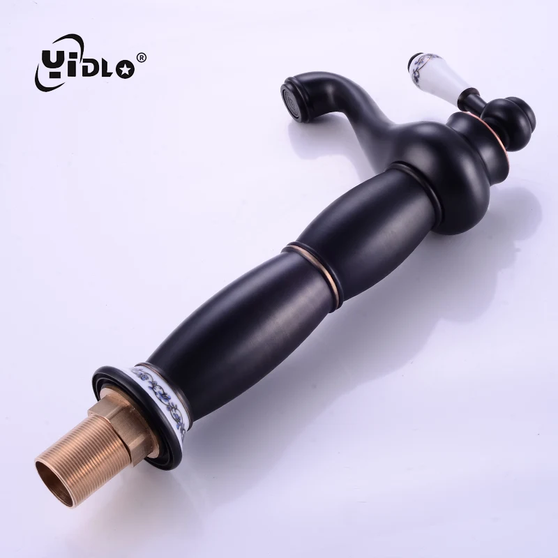 Ванная комната черный латунный кран ретро форма дизайн волшебной лампы