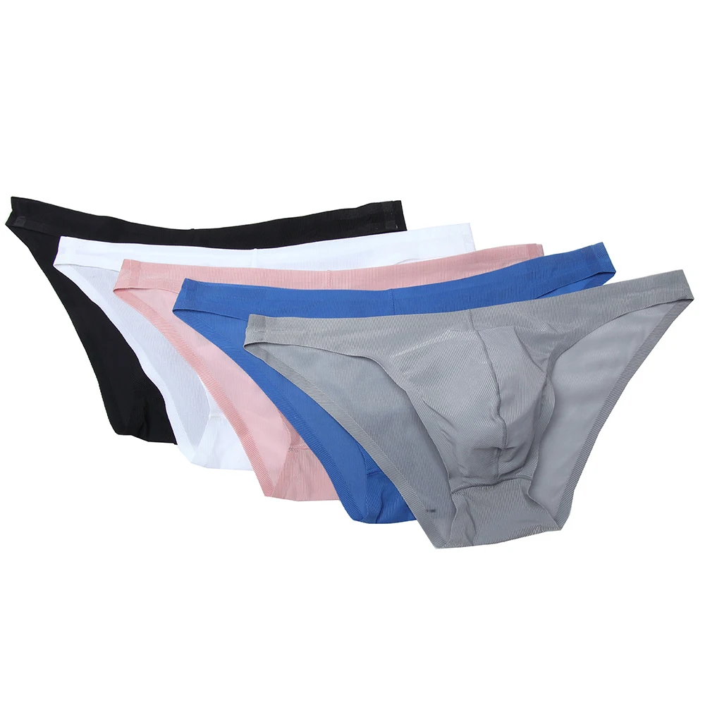 Мужские трусы брифы из сверхтонкого шелка черные ультратонкие прозрачные с