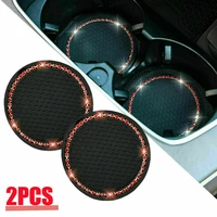 2pcs non slip car water cup pad diamond rhinestone mat for bottle holder coaster auto interior anti skid cup holders 7cm
