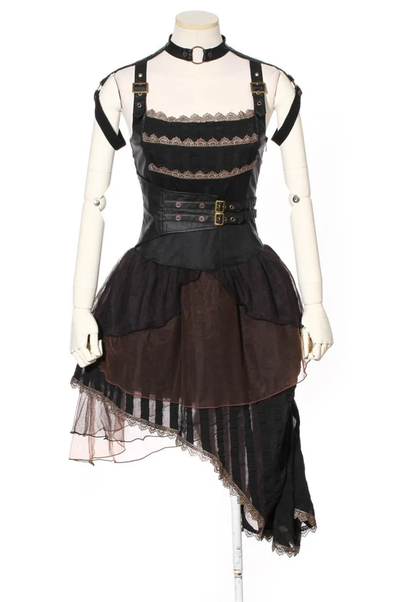 Steampunk Pirate Dress Gothic Punk Cosplay Asymmetrical Dress RQ-BL sp146