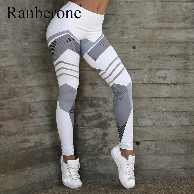 Yoga Women Quick Dry Sport Fitness Leggins Geometric Printed Sports Pants Slim Tights Trousers High Waist Gym Sweatpants