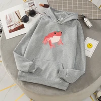 frog sweatshirt oversize clothes winter hoodies with pocket pink sweatshirts harajuku long sleeve hooded kawaii hoodie for girls