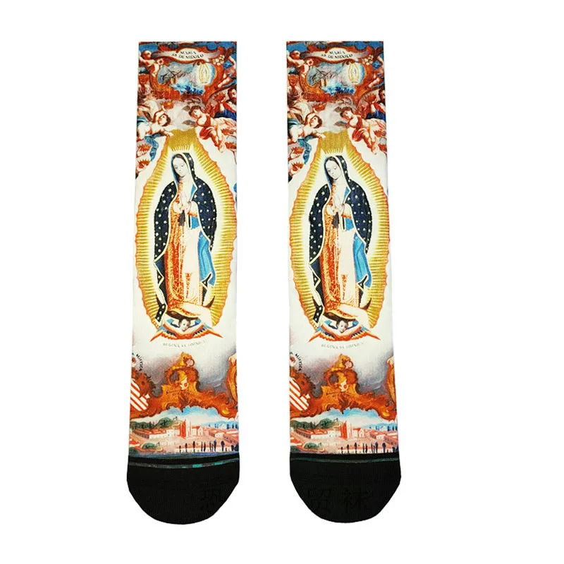 

Blessed Virgin Mary Socks Men Basketball Skateboard Sport 3D Printing Socks