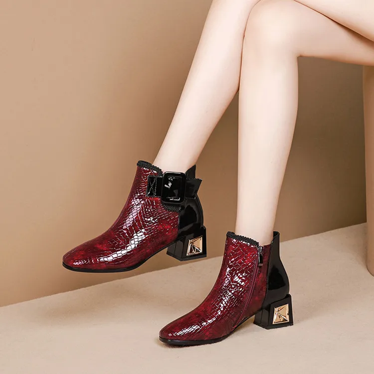 Женские ботильоны из коровьей кожи MLJUESE зимние короткие плюшевая пряжка с