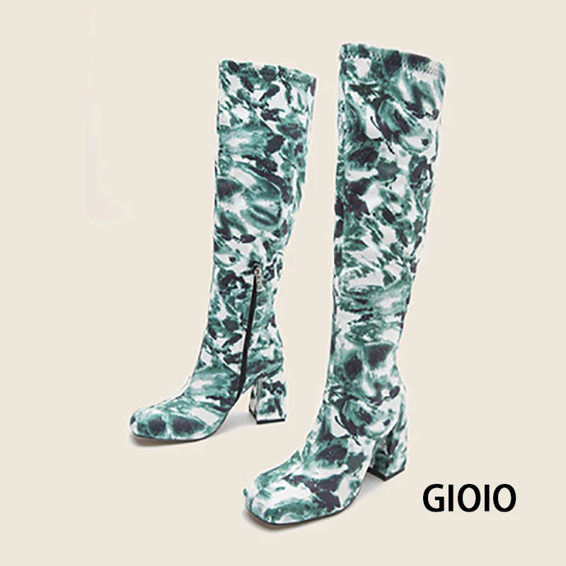 

Новинка Осень-зима 2021, рыцарские сапоги, высокие сапоги на толстом каблуке, сапоги до колена с квадратным носком, женская обувь
