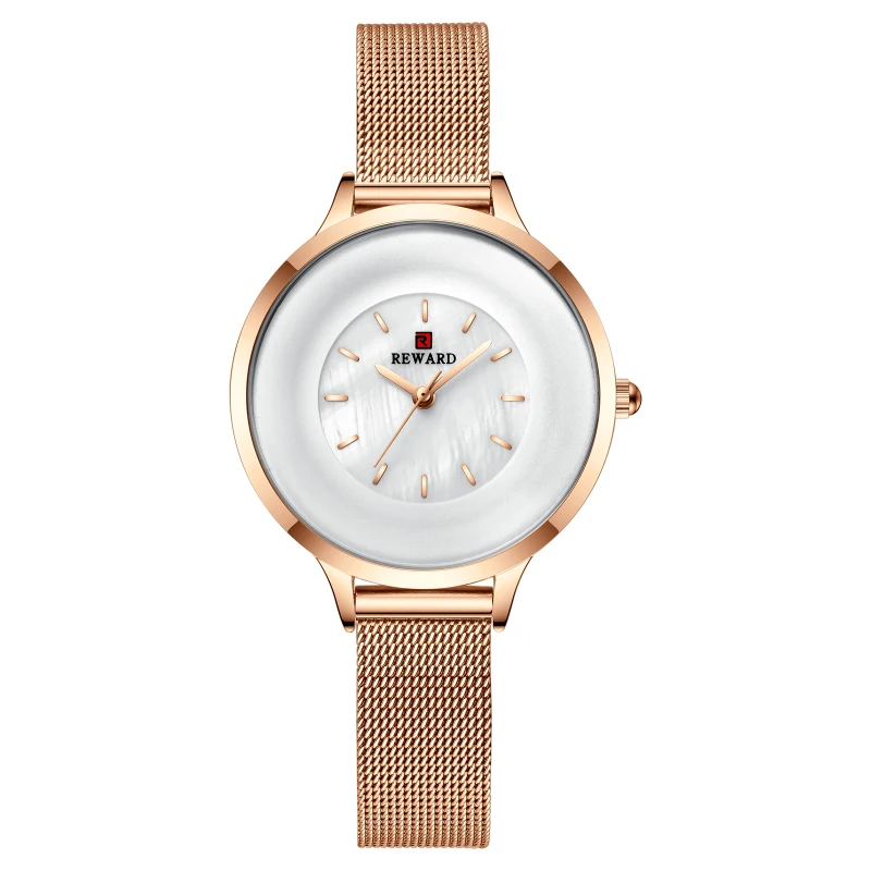 

REWARD Brand Rose Gold Mesh belt Women Watch Fashion Luxury Waterproof Ladies Quartz Watch Women relogio feminino reloj mujer