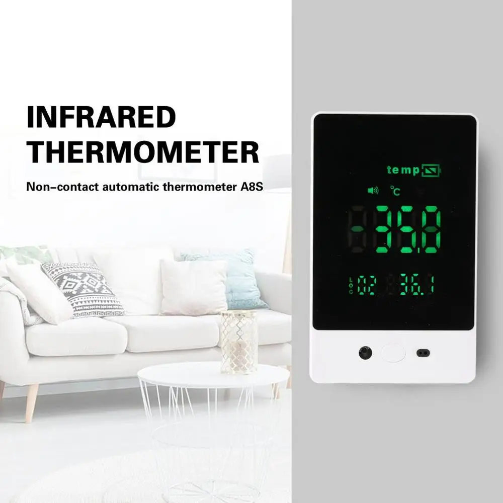 

A8S Non-Contact Hanging Automatic Infrared Thermometer Measure Human Forehead Temperature With High Precision For Hotels Schools