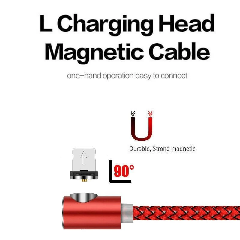 360° L-Shape Magnetic USB Type C Charger Cable For iPhone Samsung Android Lot | Мобильные телефоны и аксессуары