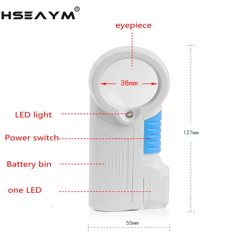 12X увеличительное белое пластиковое портативное ювелирное изделие для чтения
