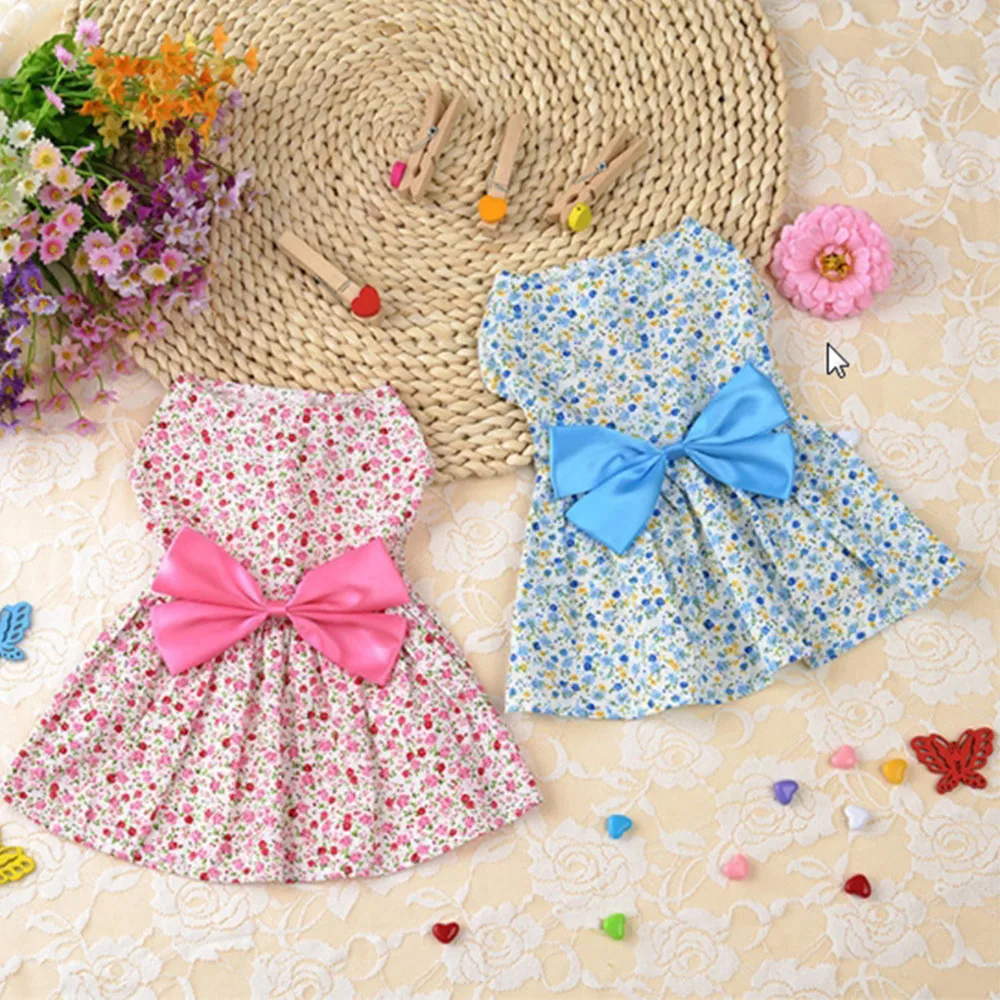 

Dog Cute Floral Bow Dresses Pet Dog Wedding Dress For Small Dogs Summer Chihuahua Pug Clothing Puppy Cat Supplies Dog dress
