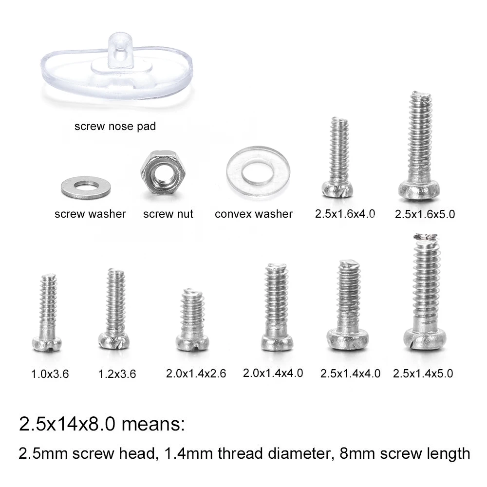 Набор для ремонта очков с крошечными винтами из нержавеющей стали 1100 шт.
