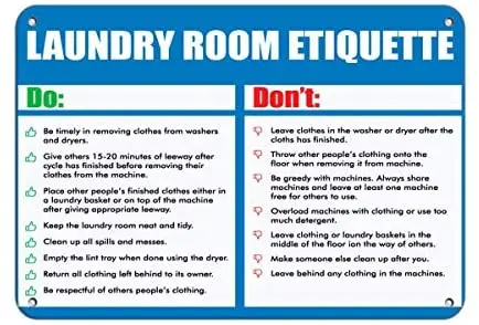 

Crysss Follow Rules for Better Laundry Room 12 X 8 Inches Metal Sign