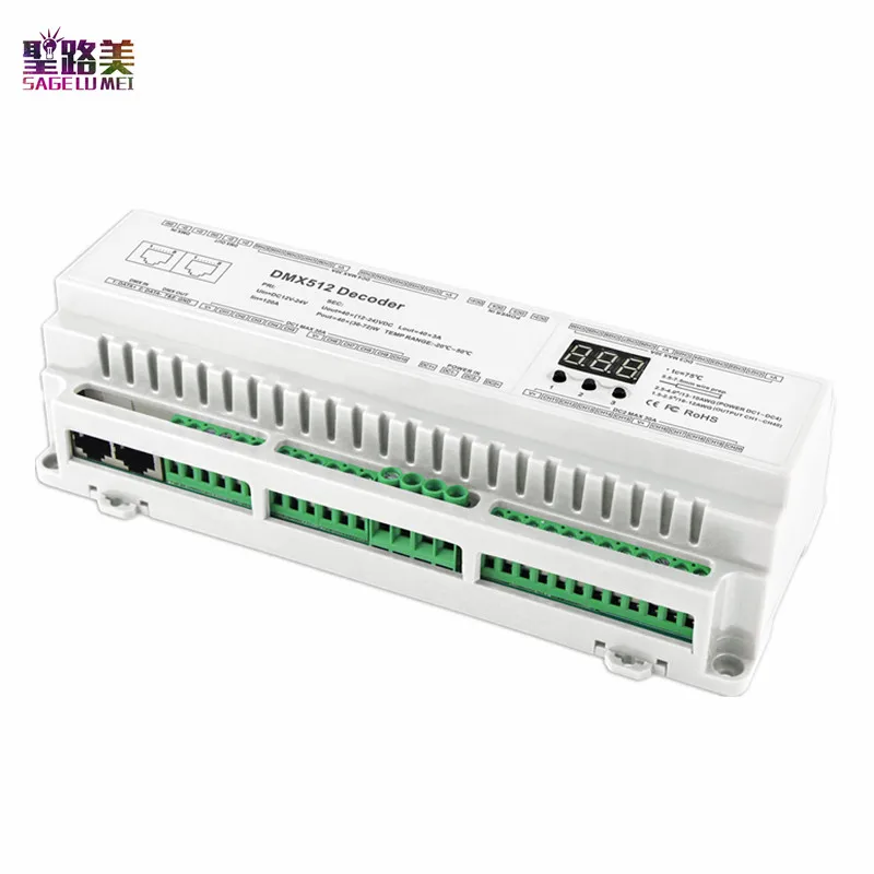 BC-640-DIN din-рейку 40CH каналов DMX512 постоянное напряжение светодиодный декодер DC12V-DC24V