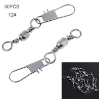 50pcs 12 mixture stainless steel fishing swivel snap ball bearing lock rolling swivel connector