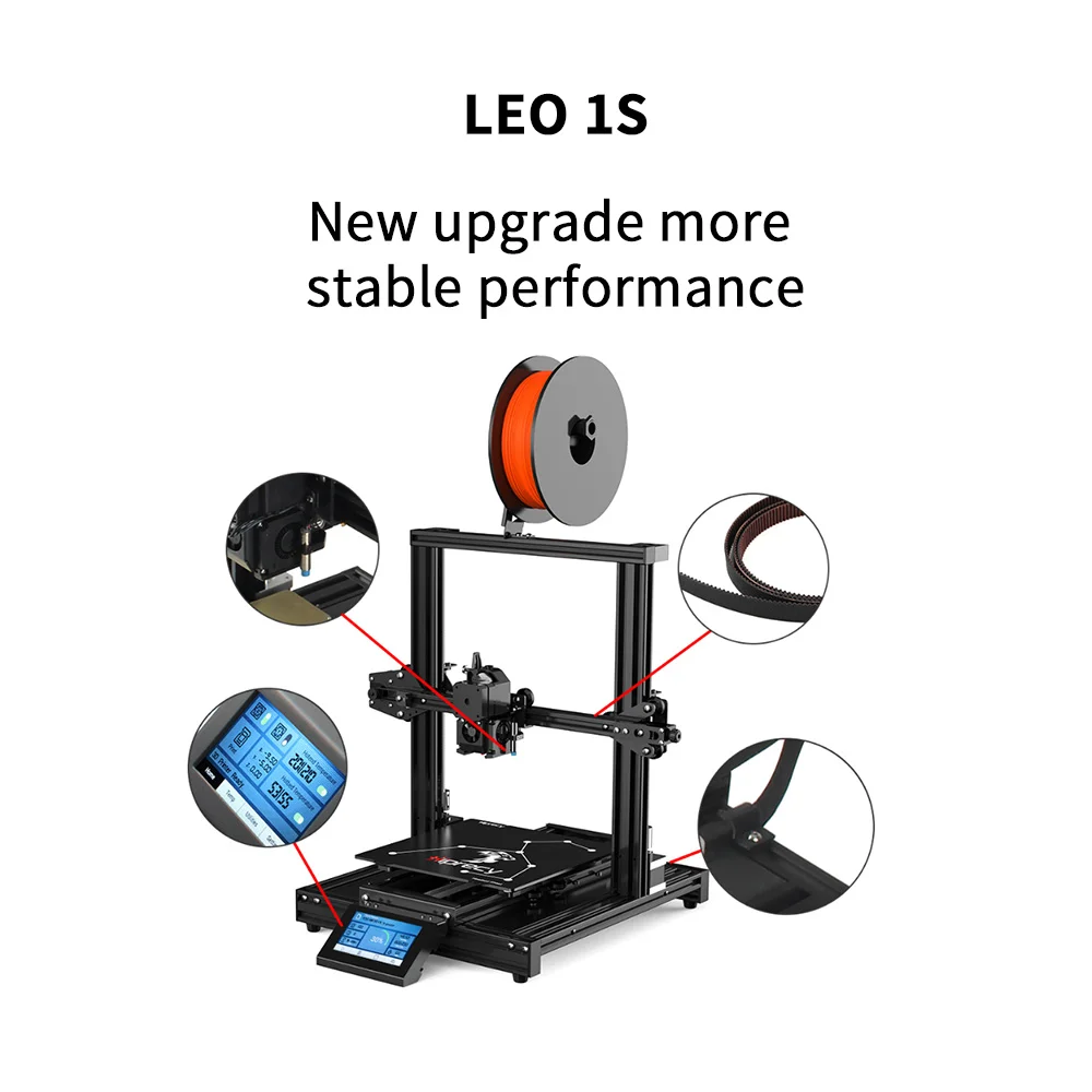 Hiprecy LEO 1S 3D Printer Magnetic Heatbed ALL Metal Printer Support 1.75mm PLA I3 DIY KIT Hotbed Dual Z-axis TFT Screen ender 3