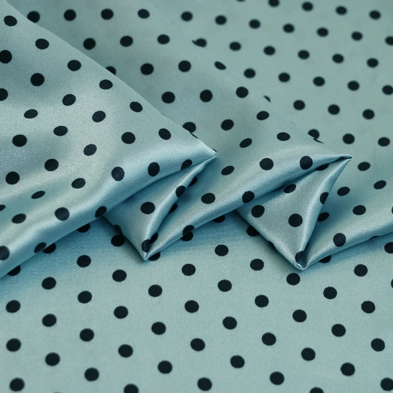 Per Meter, niedliches Polka-Dots-Material, Satin, Charmeuse, weicher Mantel, Futter, Schal, DIY-Stoff – Detail 9