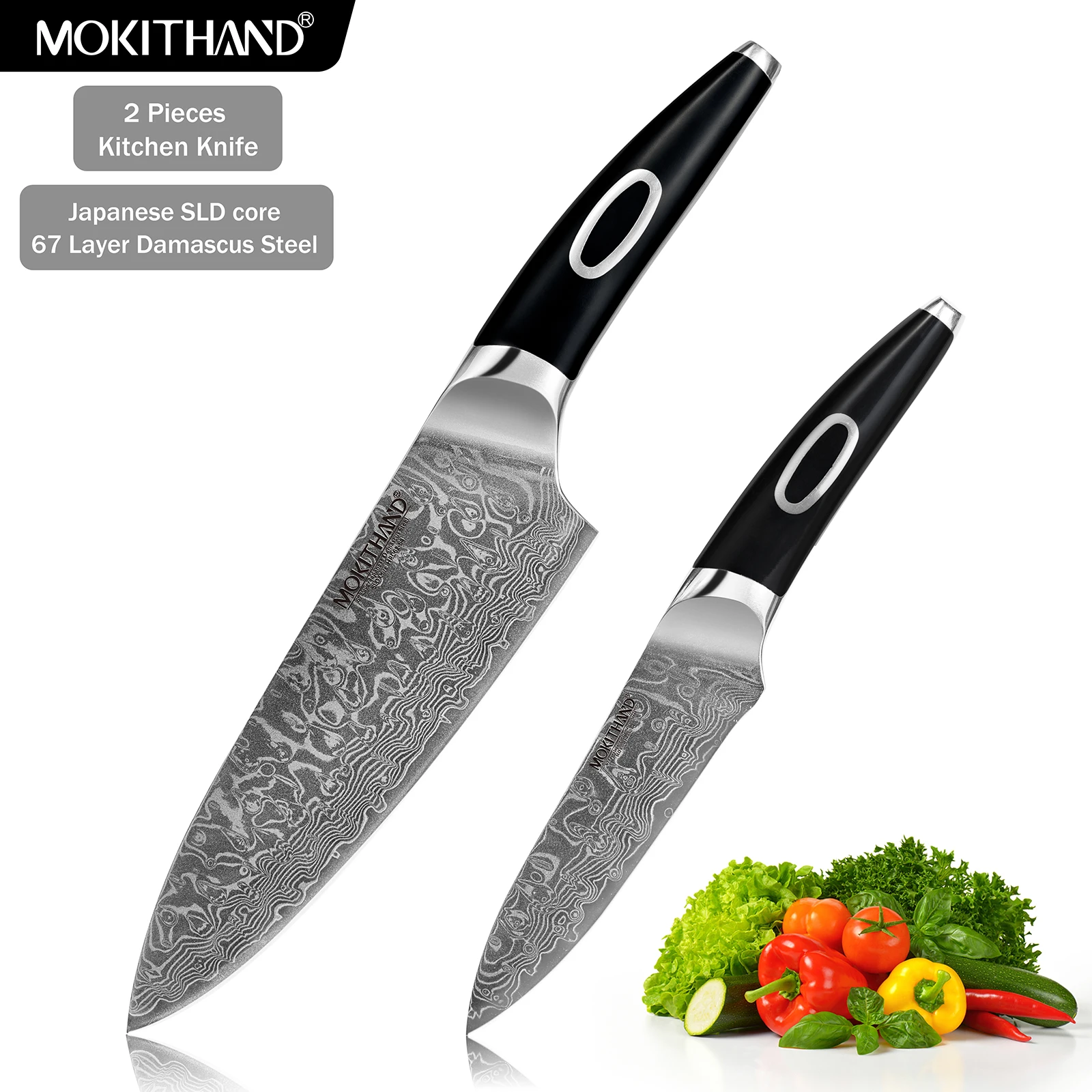 2pcs Damascus Chef Knife Sharp Kitchen Knives 67 Layer Japanese SLD Core Professional Utility Meat Fruit Fish Cooking Knife