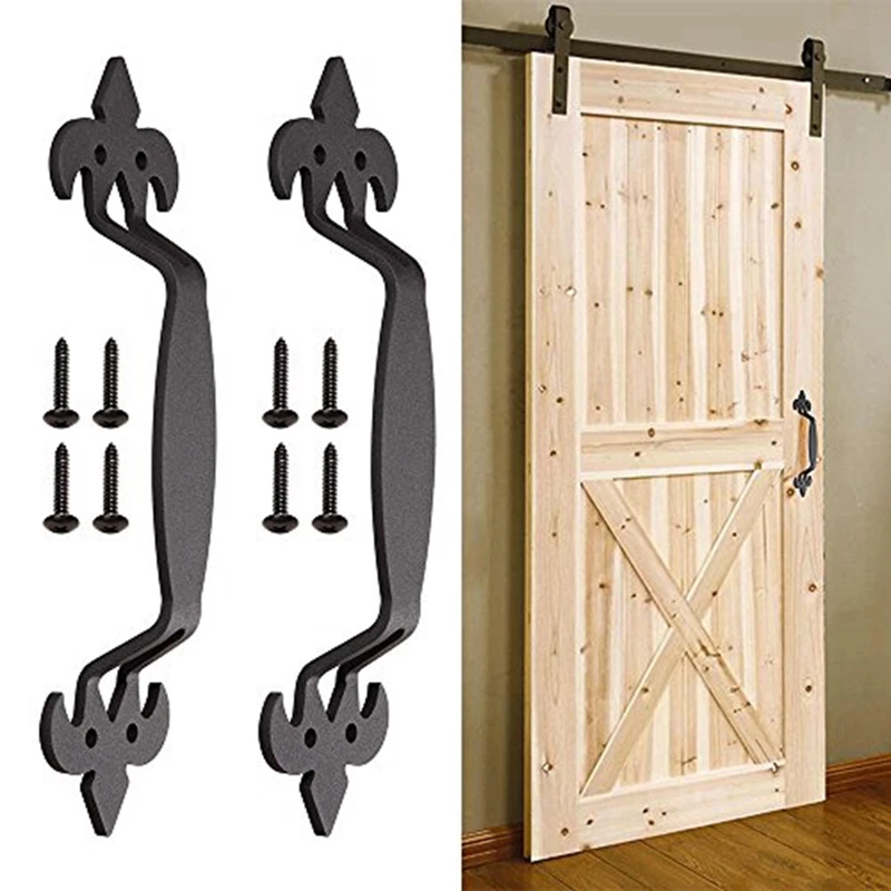 2 Pcs 11 Inch Sliding Barn Door Handle Vintage Heavy Duty Pull Set for Gate Kitchen Furniture Cabinet Closet Drawer Screws Inclu |