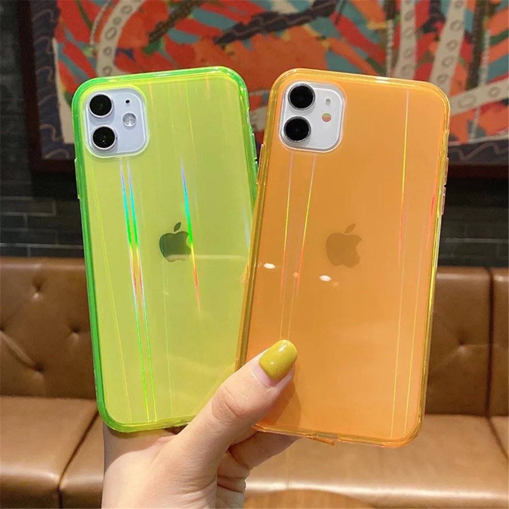 Флуоресцентный лазерный Прозрачный чехол для телефона iPhone 11 Pro Max XR XS 7 8 Plus SE2020