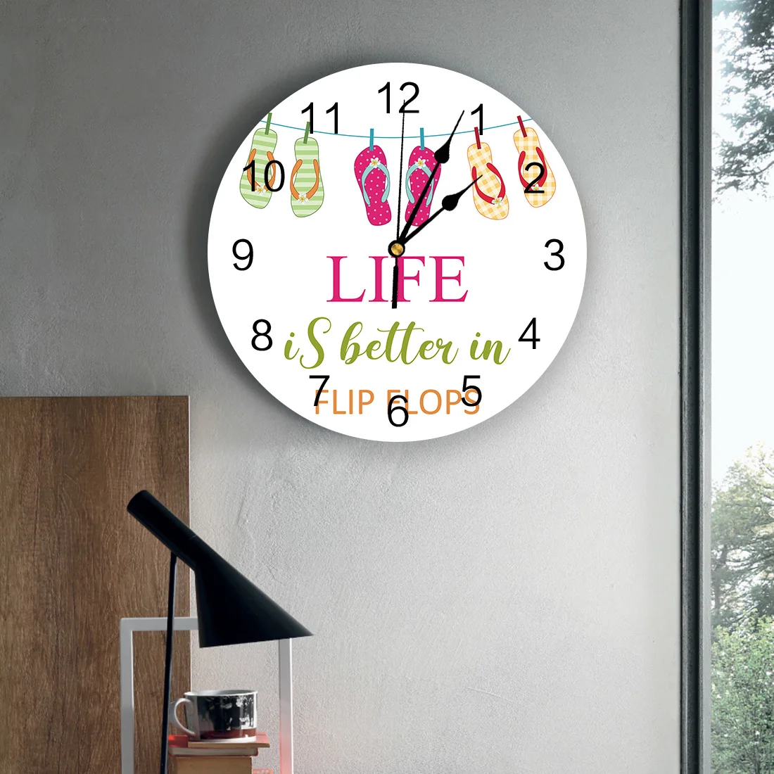 Красочные тапочки круглые Настенные часы современный дизайн украшение для дома