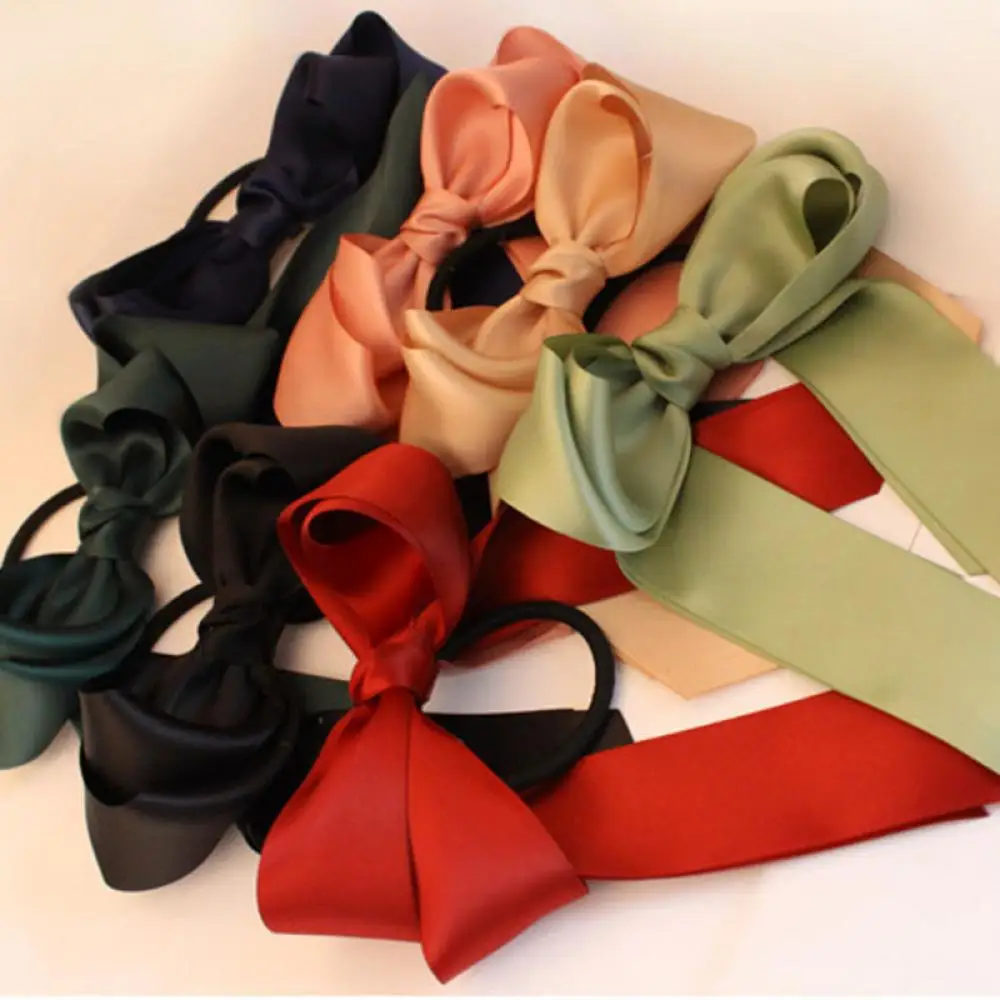 Резинка для волос с бантом женская модная заколка хвоста атласная лента