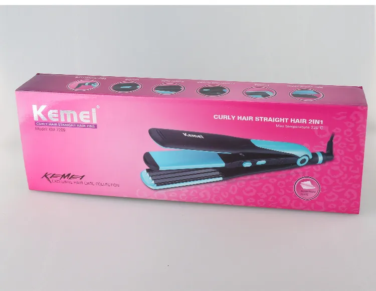Z059 110-240 в волосы Kemei Выпрямитель Профессиональный 2 в 1 Ионическое выпрямление железа и бигуди инструмент для укладки щипцы для завивки