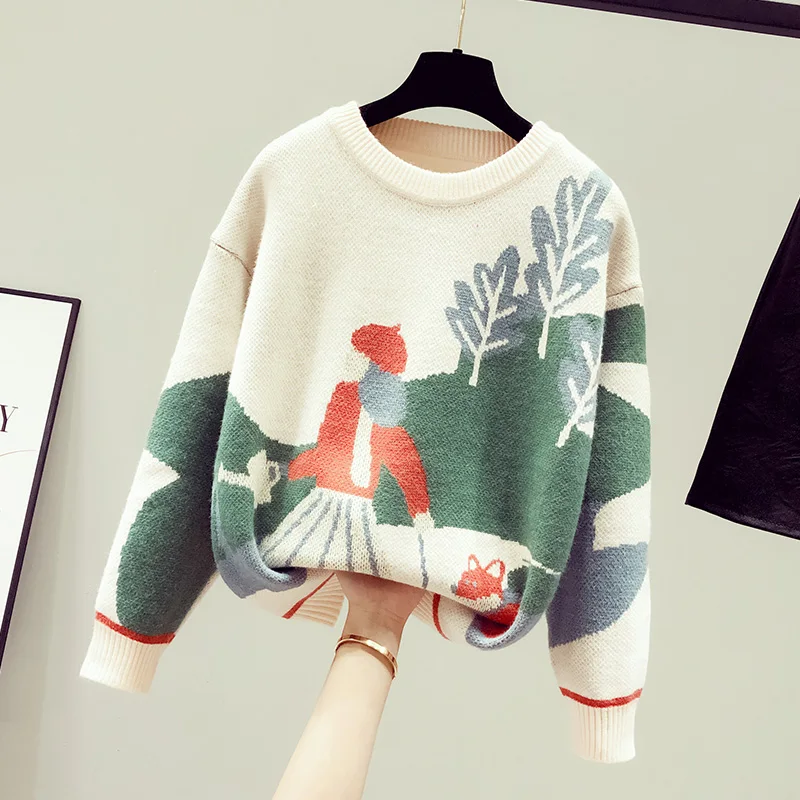 

Loose wear sweaters couture autumn outfit in 2021 sets new cartoon thin coat sweater jacket in the spring and autumn