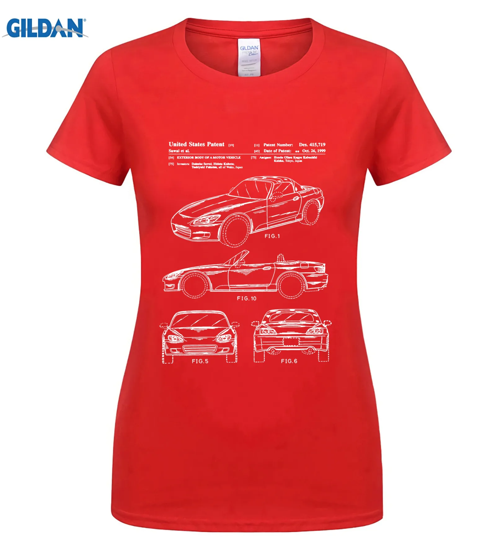 women red Honda S2000 патент белая футболка - Цвет: women red